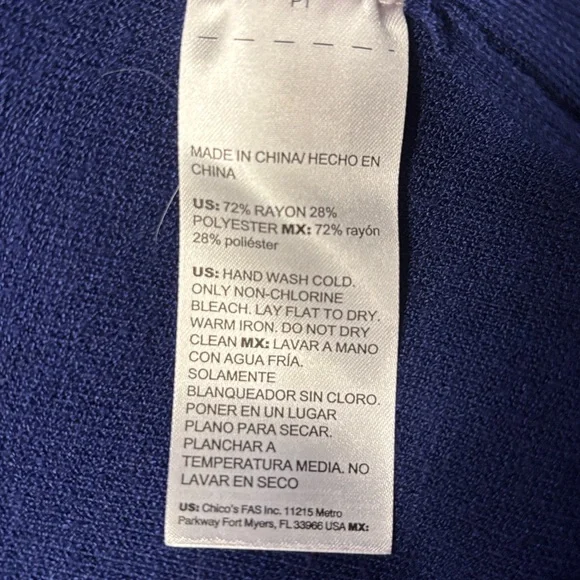 NWT Chico’s royal blue embellished top size 2 Large - Picture 7 of 8